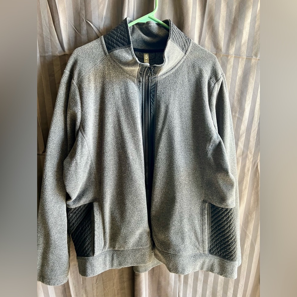 MTA Sport Fleece Full Zip Mock Neck Gray Lightweight Women's Jacket Size 2xl
